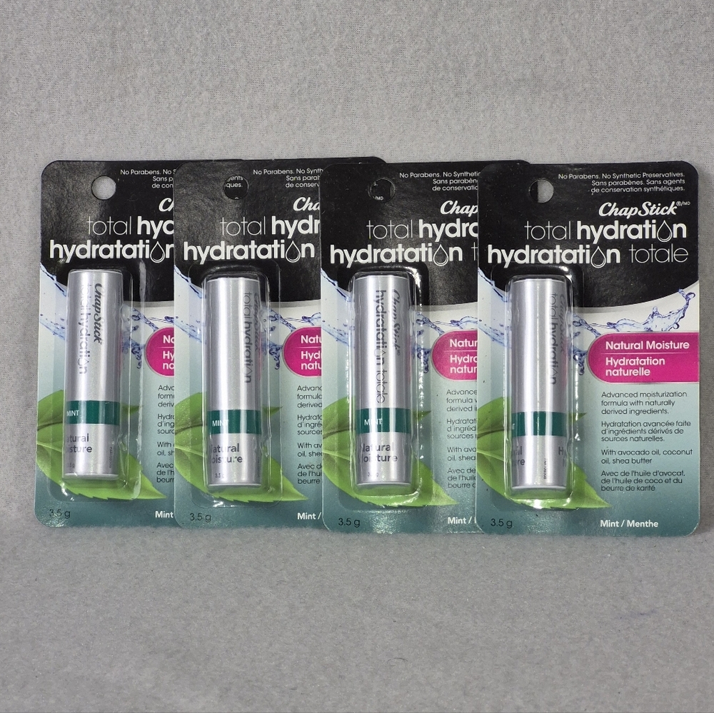 Chapstick Total Hydration Mint Lip Balm, 0.12 Oz / 3.5g  DISCONTINUED X 4